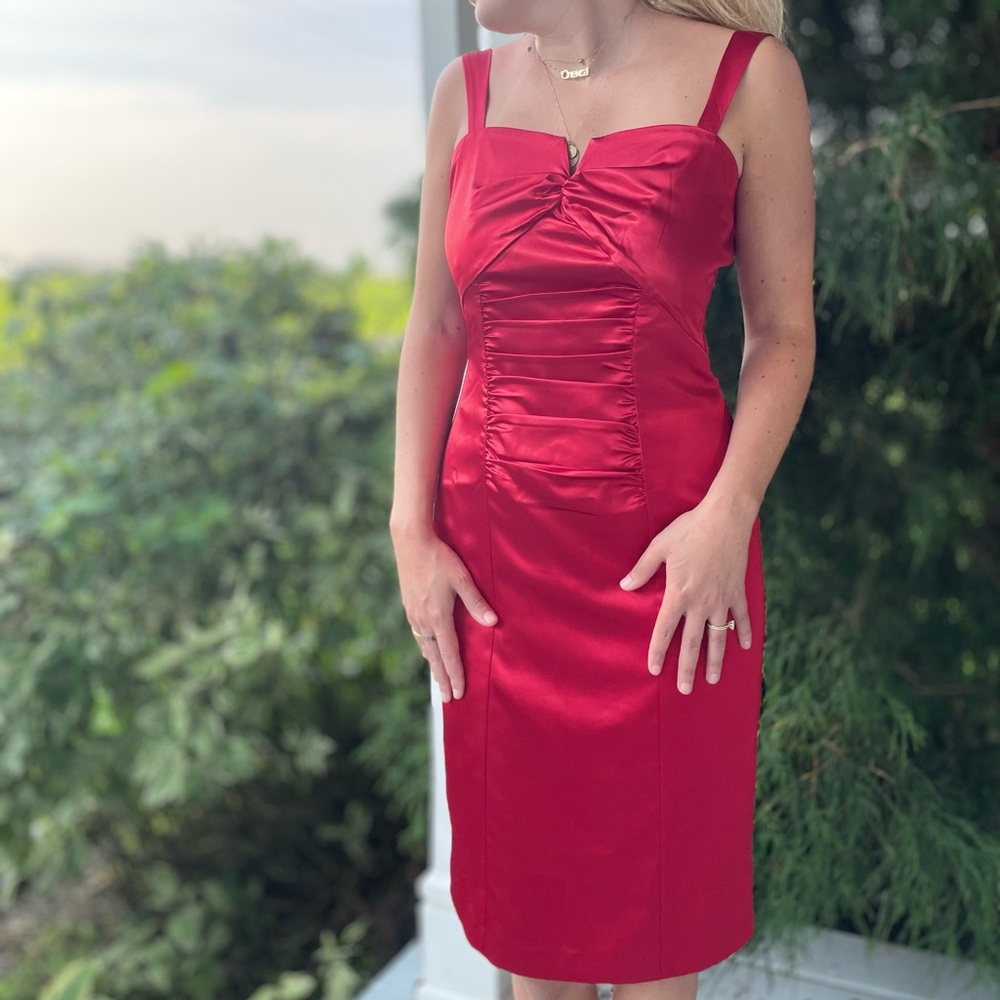 Vintage Y2K Red Silky Bodycon Dress ♥️